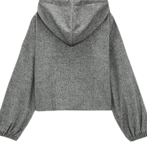 NWOT Zara Heathered Black Gray Soft Flannel Cropped Hoodie/Jogger Pants Set - Picture 5 of 16